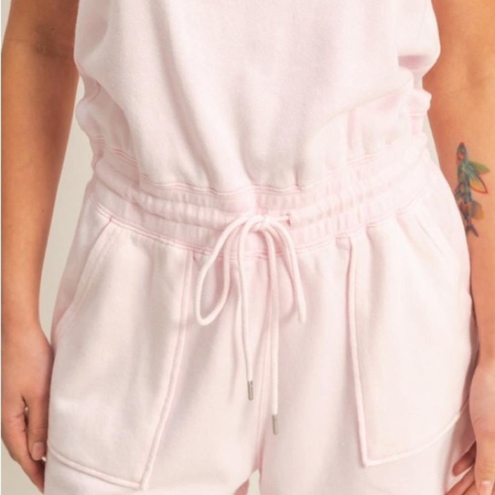 HYFVE Round Neck Cap Sleeve Drawstring Waist Romper - Picture 5 of 5